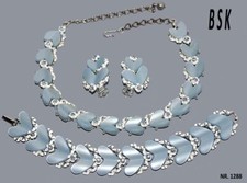 BSK, spettacolare parure, collier, bracciale e orecchini vgt anni 50
