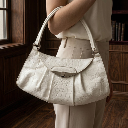 Borsa spalla pelle bianco - borsa,