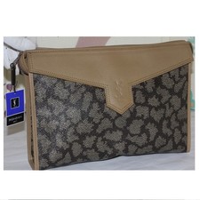 Borsa a tracolla Yves Saint Laurent grigia in pelle e tela nylon vintage...