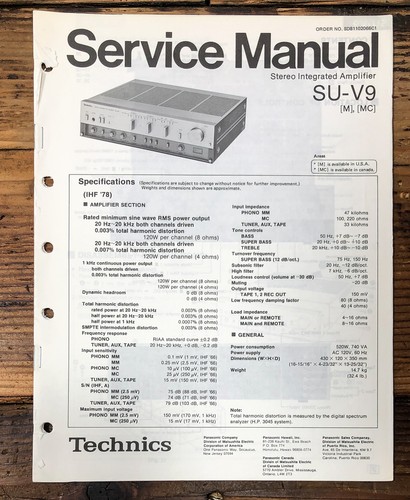 Technics amplificatore - su-v9,