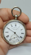H.E. PECK LONDON SWISS OROLOGIO TASCA A CHIAVETTA SILVER POCKET WATCH TASCHENUHR