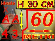 60 METRI A 30 CM PLASTIFICAZIONE TRASPARENTE LUCIDA PVC ADESIVA X A4 A3