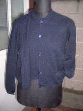 BESS - TWINS SET - TG. 46 - BLU SCURO - 100% LANA MERINOS - BOTTONI MADREPERLA