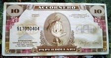 Banconota 10 PAPERDOLLARI ACCORNERO PAPERINO Frollini Disney 1988