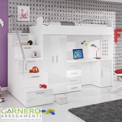 Letto soppalco con - letto, armadio