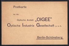 Berlino-Schöneberg, istituto ottico OIGEE, cartolina di richiesta, cartolina 