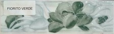 25 pz Listello Fiorito verde 6x20 cm rivestimento bagno cucina decoro ceramica