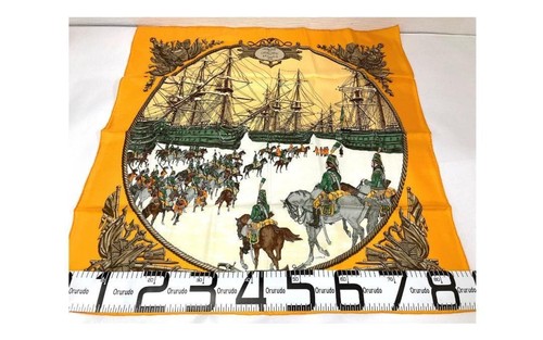 HERMESOrangeSilkScarfHorseandS