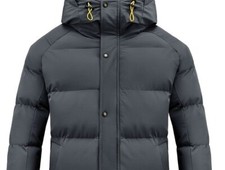 Cappotto trapuntato da uomo con tasche,cappuccio,cerniera,colletto, taglia: S