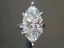 Raro anello solitario con diamanti bianchi trattati certificati 19 ct in argento 925