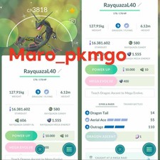 Pokemon Shiny Rayquaza LV40 Sblocca 3mosse - TRA'DE 20k Polvere GO - Leggi Descrizione