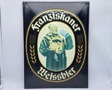 INSEGNA/CARTELLO/TARGA IN METALLO-BIRRA FRANZISKANER WEISSBIER-SIGN BEER-VINTAGE