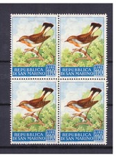 Francobolli San Marino 1960 Fauna Uccelli 110 L Pettirosso QUARTINA SAS519