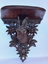 Antica mensolina in legno intagliato con stambecco - Brienz  Svizzera Primi '900
