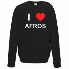 Afros I Love Maglione Pullover Adulto Girocollo Felpa Maniche Lunghe