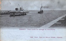 30-154) CARTOLINA PESARO PORTO CANALE RIMORCHIATORE BELLE ARTI CHIARA VIAGGIATA