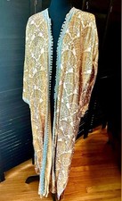 Caftano marocchino vintage fatto a mano con vero filo oro, bottone completo davanti