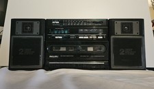 VINTAGE PHILIPS D 8479 DUAL DECK RADIO CASSETTE  GHETTO BLASTER BOOMBOX - LEGGI 