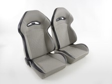 Coppia sedili sportivi semi bucket pelle artificiale, grigio, cucitura nera