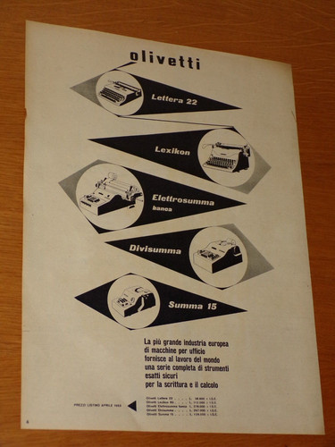 Olivetti lettera anni - olivetti, 22=anni