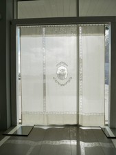 Telo ricamato, telo antico, tessuto ricamato, poliestere, lino