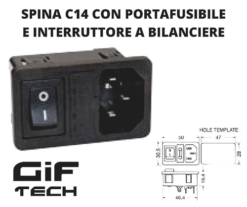 Spina c14 pannello - da, 250v