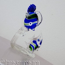 2 pregiati pesci in vetro di Murano con fusioni colorate su base 27 cm 1,6 kg