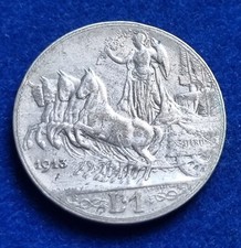 MONETA COIN REGNO VITTORIO EMANUELE III° SAVOIA 1 LIRA UNA 1913 QUADRIGA VELOCE