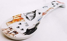 Poggia Mestolo in Porcellana Con Gatti, Porta Bustine Da Tè, Decorato a Mano in 