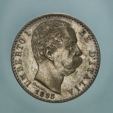 UMBERTO I' 2 LIRE 1898 ROMA R! qSPL SILVER COIN MONETA ARGENTO COLLEZIONE