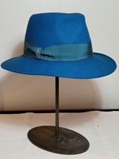 Borsalino originale cappello sfoderato unisex colore blu cobalto vintage