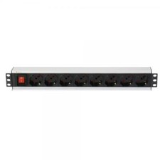 Techly Professional Multipresa 8 Posti da Rack 19'' con Interruttore Spina Itali