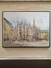 quadro disegno su lamina d'argento raffigurante il duomo di Milano