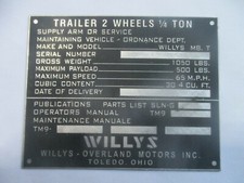 Targhetta Willys Jeep Trailer