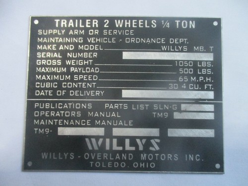 Targhetta willys jeep trailer - targhetta,
