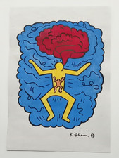 Disegno su carta Keith Haring (fatto a mano) firmato e timbrato tecnica mista.
