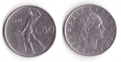 1954 italia lire vulcano - lire, 50
