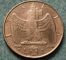 Moneta Rara L.1 1940 (Vittorio