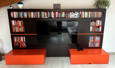 Mobile Tv teak artigianale, Marrone e Arancione, 370x75x183cm, ottime condizioni