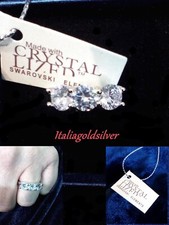 Anello trilogy ORO BIANCO 18 kt CRISTALLI SWAROVSKI ELEMENTS ORIGINALI Gioielli