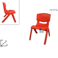 SEDIA SEDIOLINA IN PLASTICA PER BAMBINI BABY COLORE ROSSO CM 33X36X48 H
