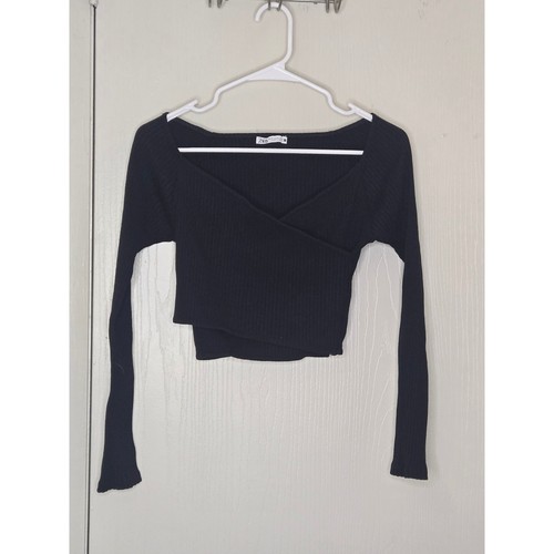 Top zara nero costine maglia - nero,