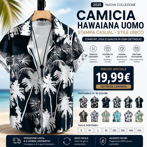 Camicia hawaiana uomo - uomo, maniche