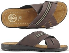 CIABATTE UOMO VERA PELLE - MADE IN ITALY tomaia incrociata antiscivolo aperte