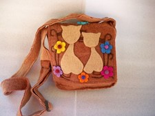 BORSA TASCAPANE PICCOLA  TRACOLLINA A SPALLA LANA COTTA GATTI ETNICO NEPAL