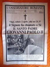 OSSERVATORE ROMANO MORTE PAPA