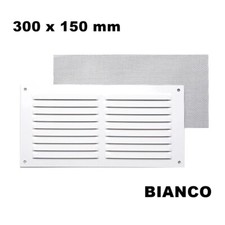 GRIGLIA VENTILAZIONE AREAZIONE DA ESTERNO IN ALLUMINIO BIANCA RETTANG. CM 30X15