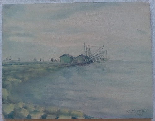 Cesare pezzali dipinto marina - dipinto,