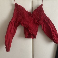 Crop Top Maglietta Maniche Lunghe Rosso Zara Taglia m