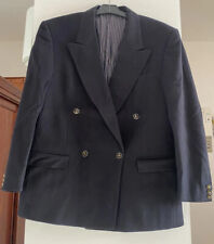 Giacca Caban Vintage Uomo Doppiopetto In Pura Lana Vergine Blu Notte Tg 48